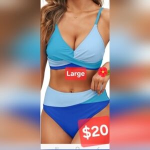 ☆Blue and Light Blue Cute  Women's Swimwear Large
